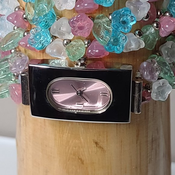 7.5 And 7 Inch Colorful Layered Glass Bead Watch And Bracelet Set - Picture 2 of 14